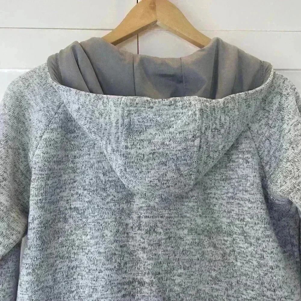 Thread & Supply Womens M Hooded LS 1/4 Button Pullover Heather Gray Pockets - Picture 12 of 13
